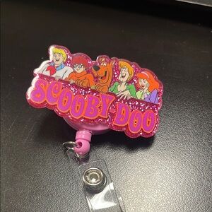 Scooby Doo Badge Reel with Pink Glitter